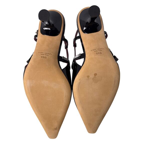 Kate Spade Maritza Slingback Heels Womens 10 M Black Patent Leather Pointed Toe - Picture 9 of 13